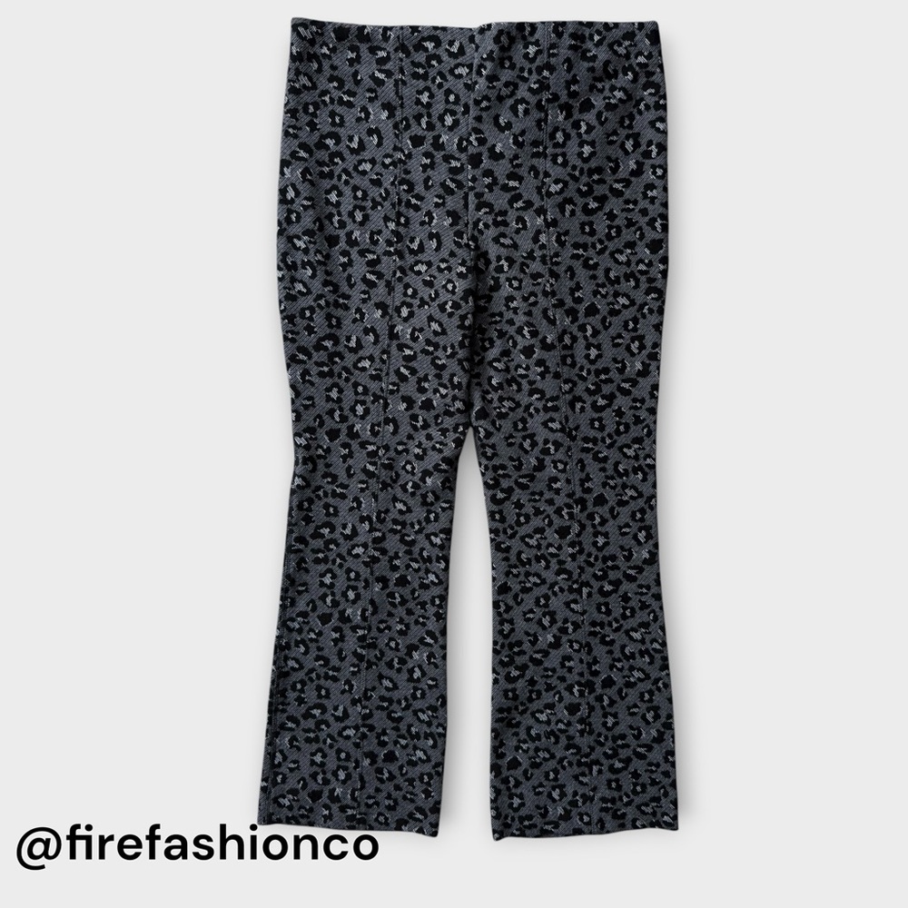 Mauve Boho Hippie Black Animal Print Knit Pants Gray Black Medium Pintuck Detail - Picture 2 of 8